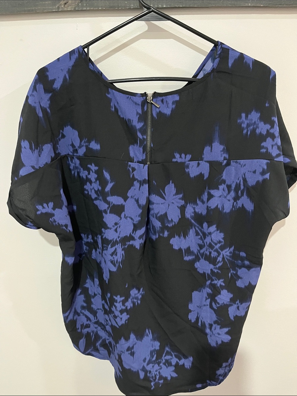 Maurices Black Top with Royal Blue Floral Print - Picture 2 of 2